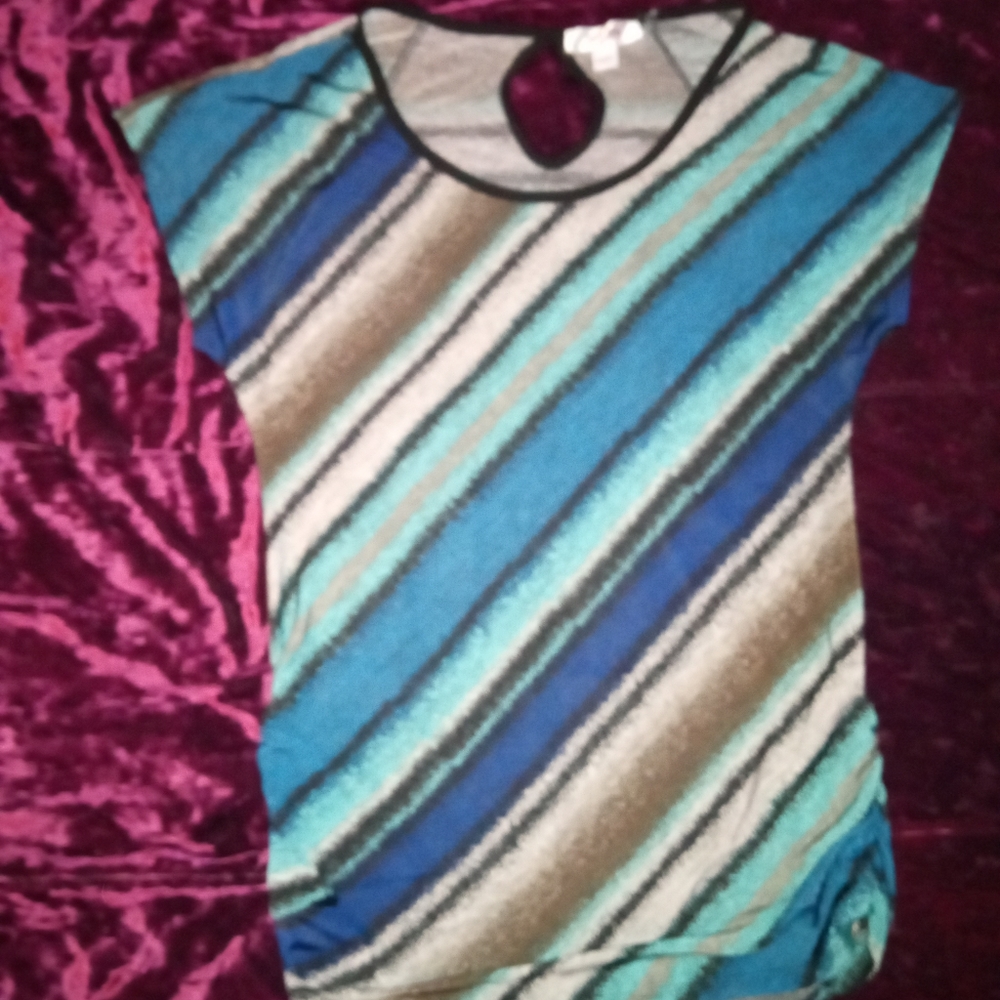 Striped blue slive white mini bar winged shirt